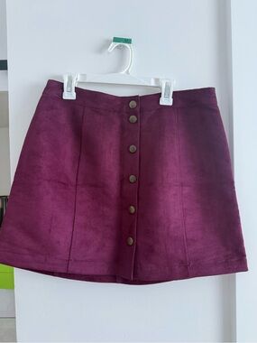 Old Navy Plum Button-Front Skater Skirt